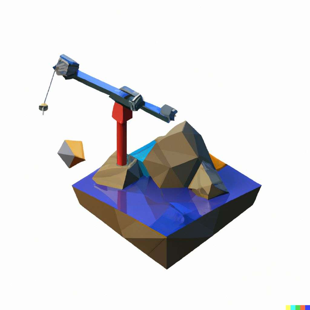 the discovery of gravity, low polygon isometric render